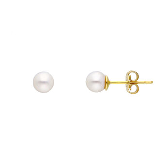 oorstekers 18 kt witte parel 6 mm 