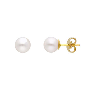 oorstekers 18 kt witte parel 8 mm