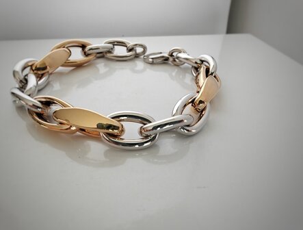 Armband 18 kt rood en wit goud