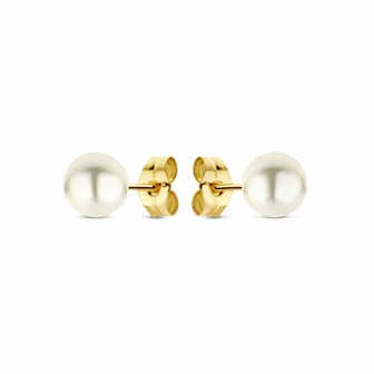 oorringen parel rond 18 kt goud