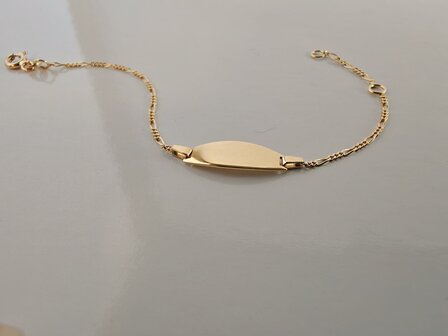 IDE010S kinderarmband naamplaat goud 18 kt