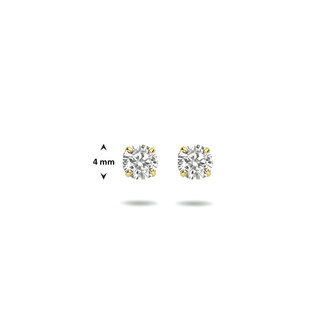 zirconia oorbellen 4 mm 18 kt goud