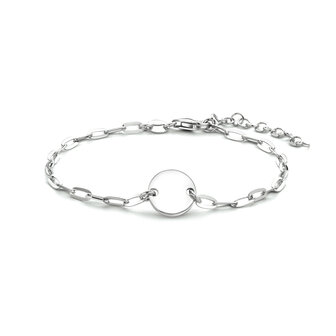 zilveren armband graveerplaat rond