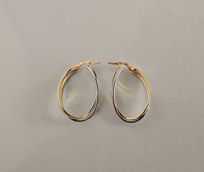 Gouden creolen bicolor 18 kt