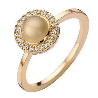 gouden ring met briljant en maansteen juwelier Vanhoutteghem