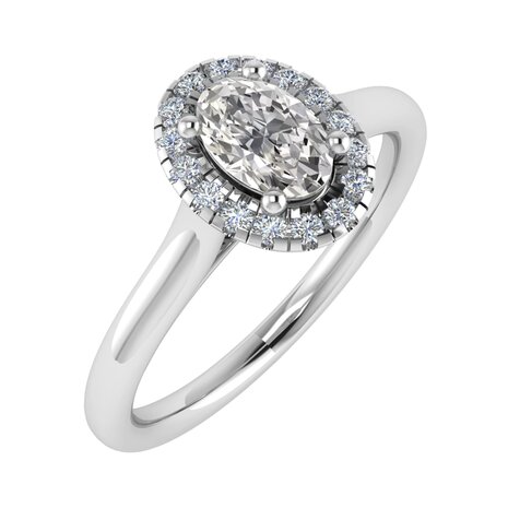 Entouragering 18 kt oval cut diamond