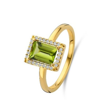 ring 18kt diamant en peridot