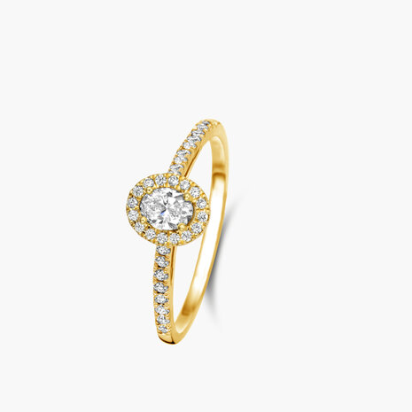 entourage ring 18 kt diamant oval cut