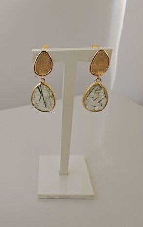 gouden oorbellen 18kt rutil kwarts