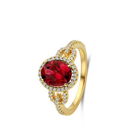 Ring Rhodoliet 18 kt met diamant Vanhoutteghem