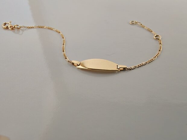 IDE010S kinderarmband naamplaat goud 18 kt