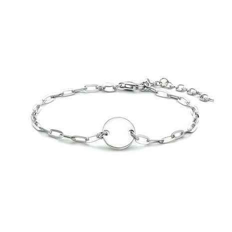 zilveren armband graveerplaat rond