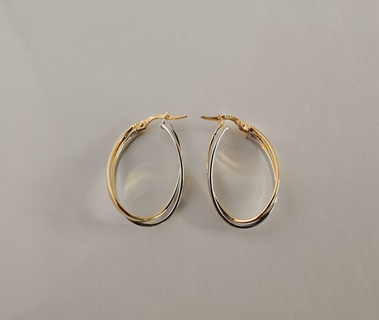 Gouden creolen bicolor 18 kt