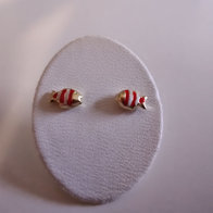 kinderoorringen 18kt Visje Rode Email