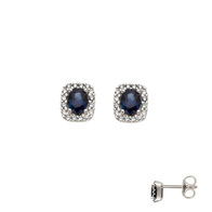 Gouden Oorbellen met Diamant en Saffier 064119SA