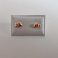 kinderoorringen 18kt Visje Oranje Email