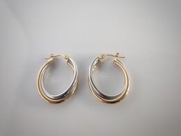 Gouden creolen bicolor T410603