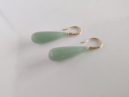 Oorringen goud met groene aventurijn hk01412