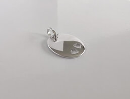 Hanger ovaal 2 hartjes zilver B325