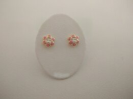 Gouden kinderoorringen 18kt bloem Smiley