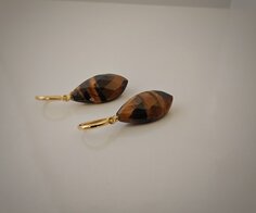 Oorringen goud met tijgeroog  hk1925KLTR