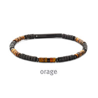 Herenarmband leder zwart staal Orage BB106