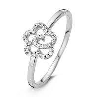 Ring witgoud met bloem. Maat 53