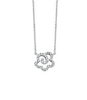 Halsketting goud 18 kt bloem briljant