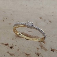 Verlovingsring geel en wit goud briljant 9A5326